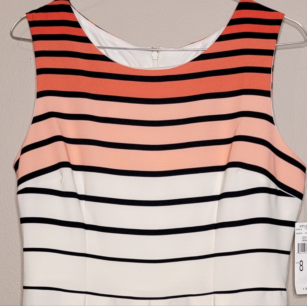 NWT! Studio 1 Women's Dress Size 8. Navy/Cream/Pink